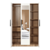 Engineered Wood Three Door Wardrobe | Finish Color - Milky Oak | Mirror Included