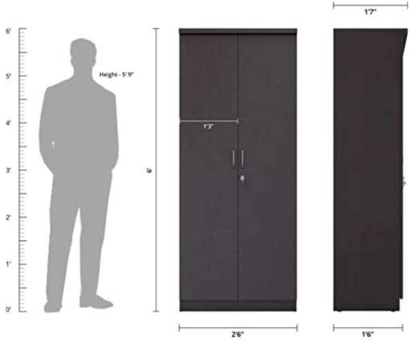 Engineered Wood Double Door Wardrobe | Finish Color - Wenge