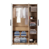 Engineered Wood Three Door Wardrobe | Finish Color - Milky Oak | Mirror Included