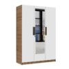 Engineered Wood Three Door Wardrobe | Finish Color - Milky Oak | Mirror Included