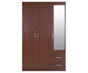 Engineered Wood Sliding Three Door Wardrobe in Brown Color