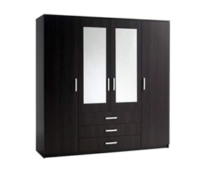 Four Door Wardrobe Wood Three Drawer