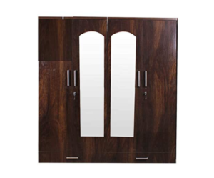 Jungle wood Textured Four Door Wardrobe with Mirror