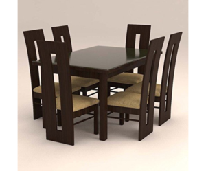 Glass Dinning Set with Six Seater Bodered Designed Chairs