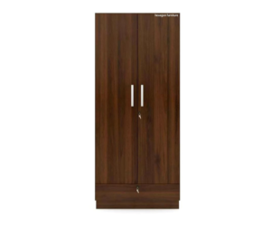 Double Door Wardrobe with 5 Shelves and1 Drawer | Brown Texture