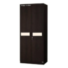1 Double Door Wardrobe with 7 Shelves and1 Drawer | Dark Brown