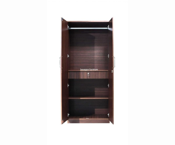 1 Double Door Wardrobe with 1 Drawer and 3 Shelves | Maroon Color