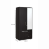 Engineered Wood Double Door Wardrobe with 2 Drawer and 6 Shelves and Mirror | Dark Brown