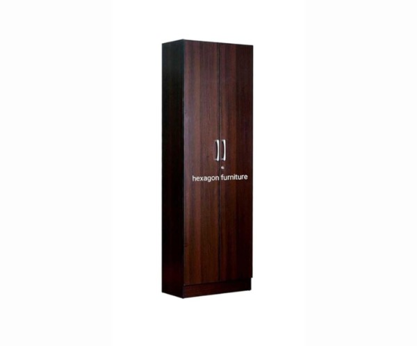 Dark Wooden Texture Double Door Wardrobe with 6 Shelves