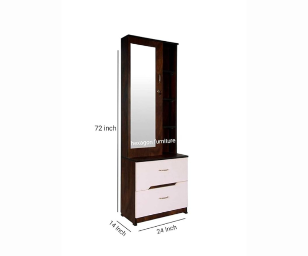 Engineered Wood Dressing Table with 1 Mirror and Storage | White-Brown