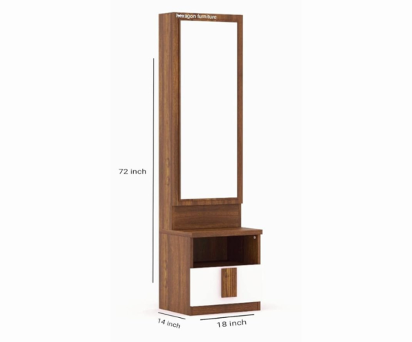 Engineered Wood Dressing Table with 1 Mirror and Storage | Light-Brown