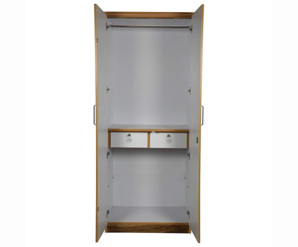 Wooden Tigress Teak Double Door Wardrobe with Mirror
