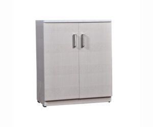 White Scribble Textured Double Door Cabinet | Shoe Rack