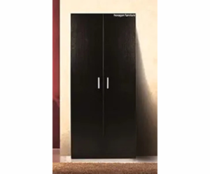 Double Door Wardrobe with 4 Shelves | Dark Brown