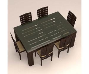 Fishboned Styled Glass Dinning Set with Six Seaters