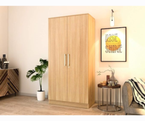 Premium Engineered Wood Double Door Wardrobe | Finish – Siam Teak