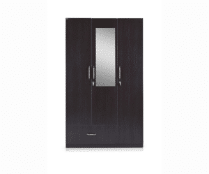 Three Door Wardrobe with Mirror and Drawer | Suede Matte Finish | Flower Wenge