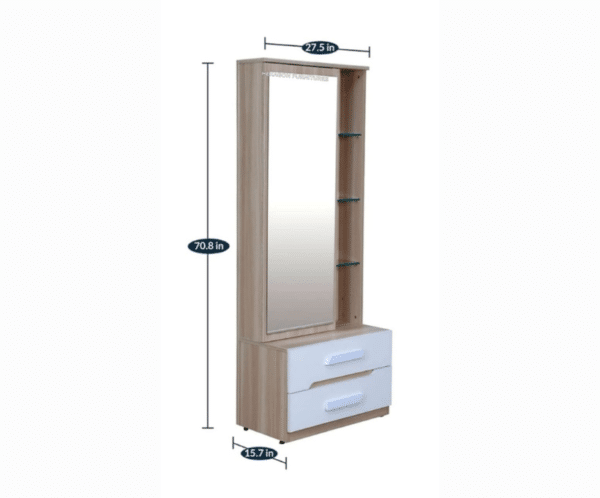 Dressing Table in Frosty White and Ligh Brown Colour