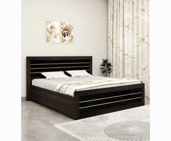 Double Bed in Wenge with Storage for Bedroom | Queen Size