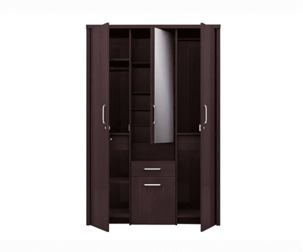Engineered Wood Double Door Wardrobe Cum Dressing Table | Bamboo