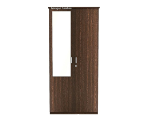 Double Door Wardrobe with Mirror 6 Shelves and1 Drawer | Dark Brown