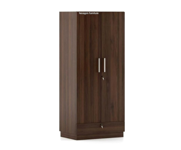 2 Double Door Wardrobe with 5 Shelves and1 Drawer | Brown Texture