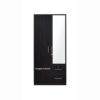 Engineered Wood Double Door Wardrobe with 2 Drawer and 6 Shelves and Mirror | Dark Brown