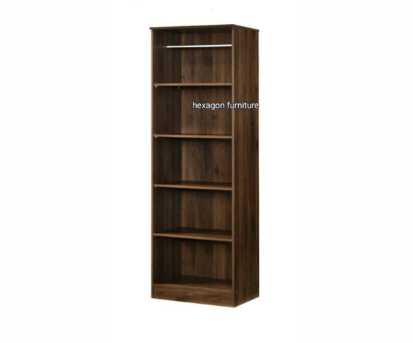 Double Door Wardrobe with 5 Shelves | Brown and Off White