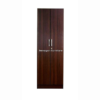Dark Wooden Texture Double Door Wardrobe with 6 Shelves