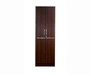 Dark Wooden Texture Double Door Wardrobe with 6 Shelves