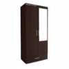 Double Door Wardrobe with Mirror, 1 Drawer and 3 Shelves | Dark Brown