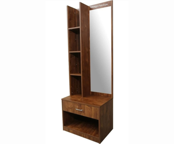 Engineered Wood Dressing Table with 1 Mirror and Storage | Wooden Texture