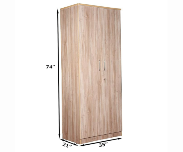 Wooden Cafe Walnut Double Door Wardrobe in Light Brown