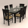 Six Seater Dinning Set with Vertical Stripes and Glass Table Top