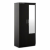 Double Door Wardrobe with Mirror and Drawer | Dark Brown