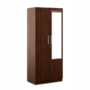 Double Door Wardrobe Wooden Textured with Drawer and Mirror