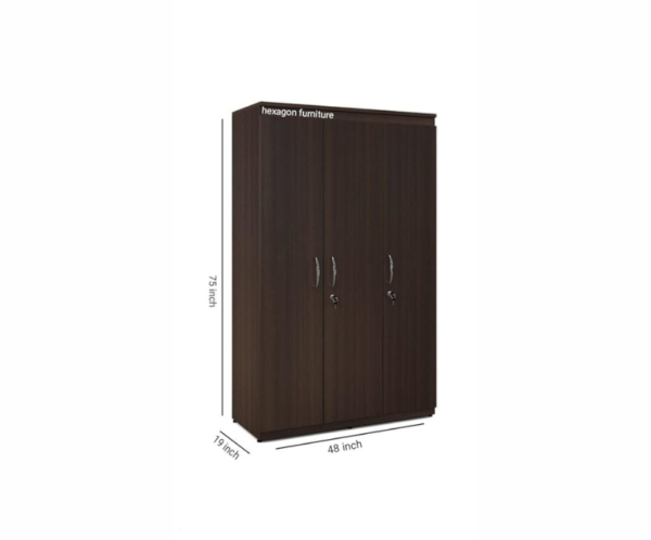 Three Door Wardrobe with Drawer for Bedroom | Wenge Finish