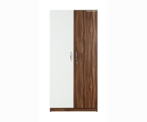 Engineered Wood Double Door Wardrobe | White and Brown