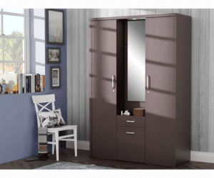 Engineered Wood Double Door Wardrobe Cum Dressing Table | Bamboo
