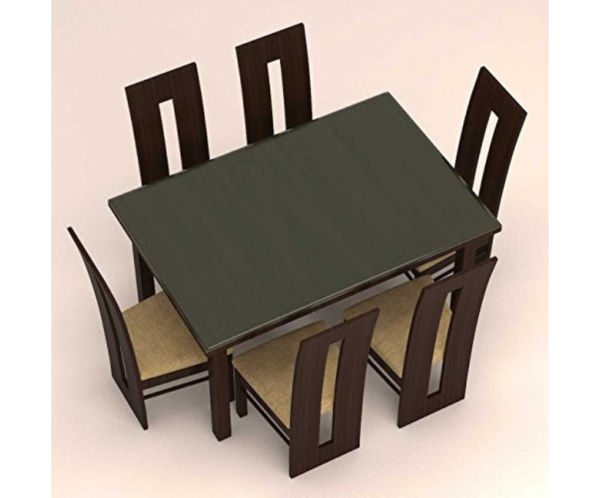 Glass Dinning Set with Six Seater Bodered Designed Chairs