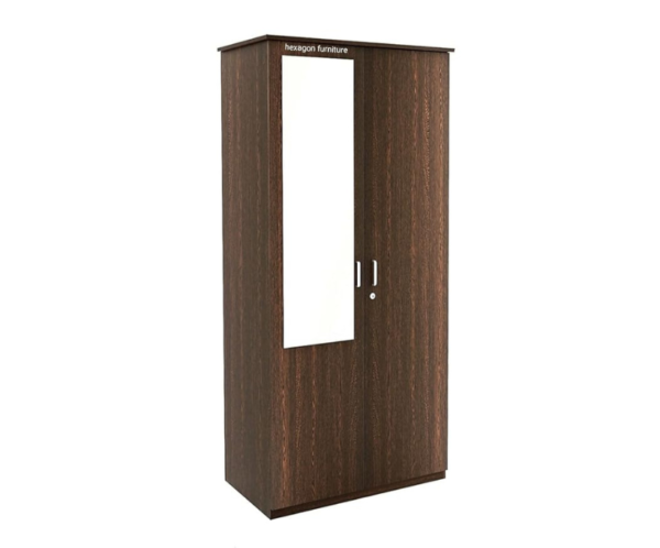 3 Double Door Wardrobe with Mirror 6 Shelves and1 Drawer | Dark Brown