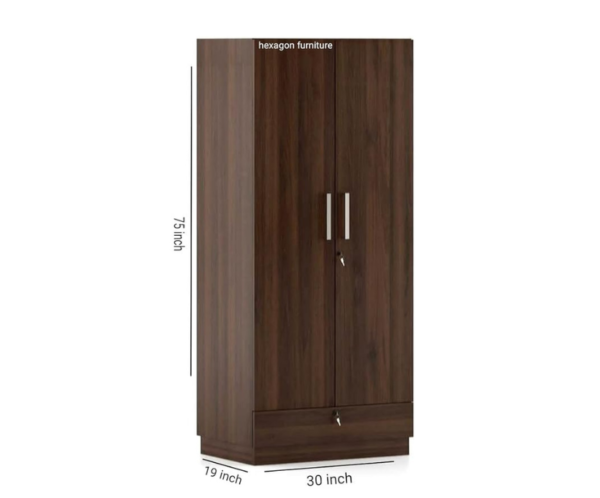 3 Double Door Wardrobe with 5 Shelves and1 Drawer | Brown Texture