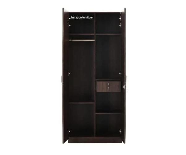 3 Double Door Wardrobe with 7 Shelves and1 Drawer | Dark Brown