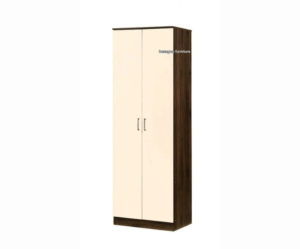 Double Door Wardrobe with 5 Shelves | Brown and Off White