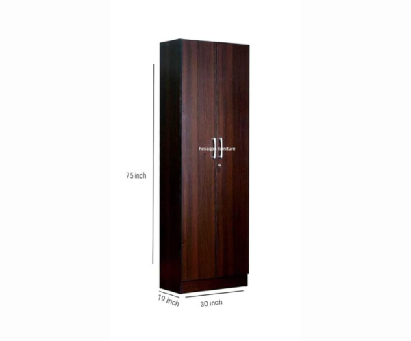 Dark Wooden Texture Double Door Wardrobe with 6 Shelves