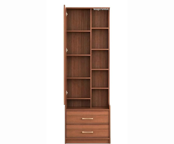Engineered Wood Dressing Table with 1 Mirror and Storage | Walnut-Brown