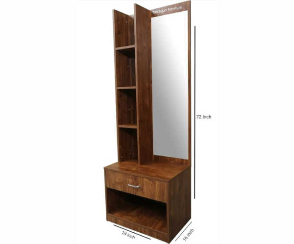 Engineered Wood Dressing Table with 1 Mirror and Storage | Wooden Texture