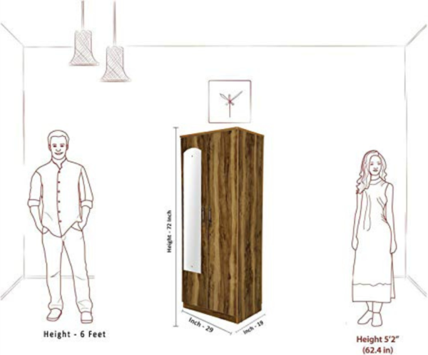 Wooden Tigress Teak Double Door Wardrobe with Mirror