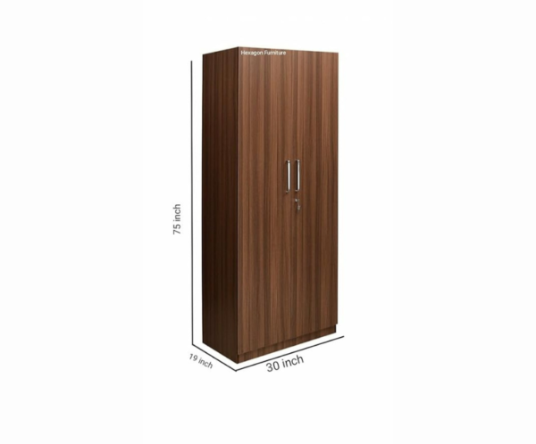 Double Door Wardrobe with Drawer and shelve in Walnut Finish