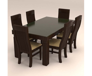 Contemporary Style Six Seater Dinning Set with Glass Top